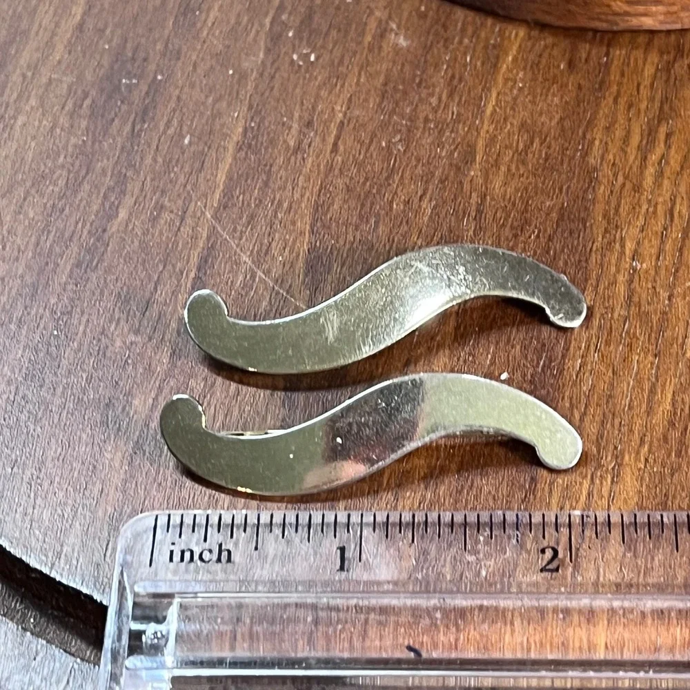 Vtg Gold Tone Wavy S-Curve Hair Clips Minimalist Modernist Barrette Set of 2